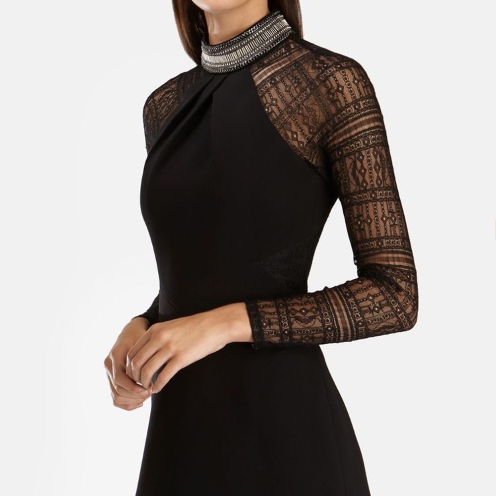Karen Millen black lace sleeve dress